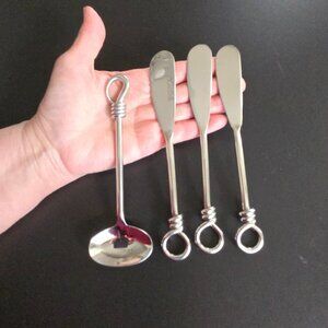 Table Manners Knot Stainless 4pc Set Jam Spoon and Spreaders Gourmet Settings